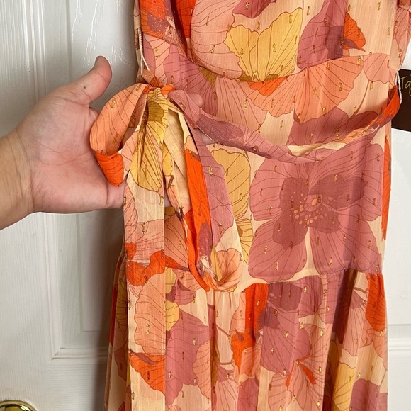 TAYLOR Floral Asymmetrical Neckline One Short Sleeve Ruffle
Trim midi dress - Picture 9 of 12